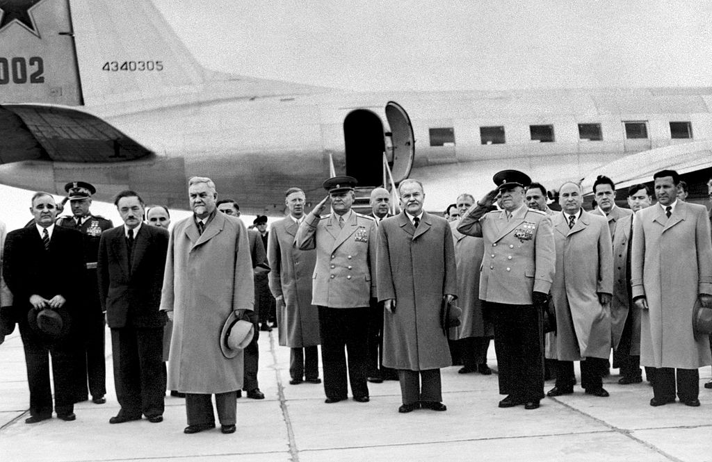 Soviet delegation arriving at Warsaw