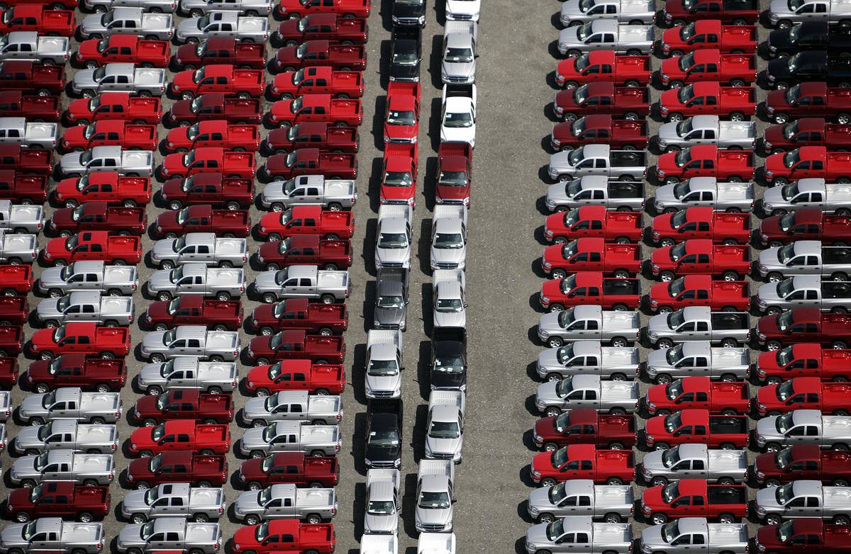 Dodge trucks in a lot