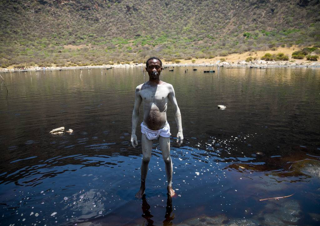 Man standing in the lake 