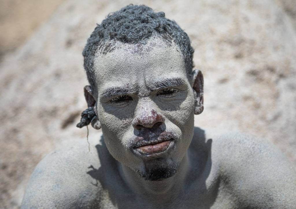 Man covered in salt 