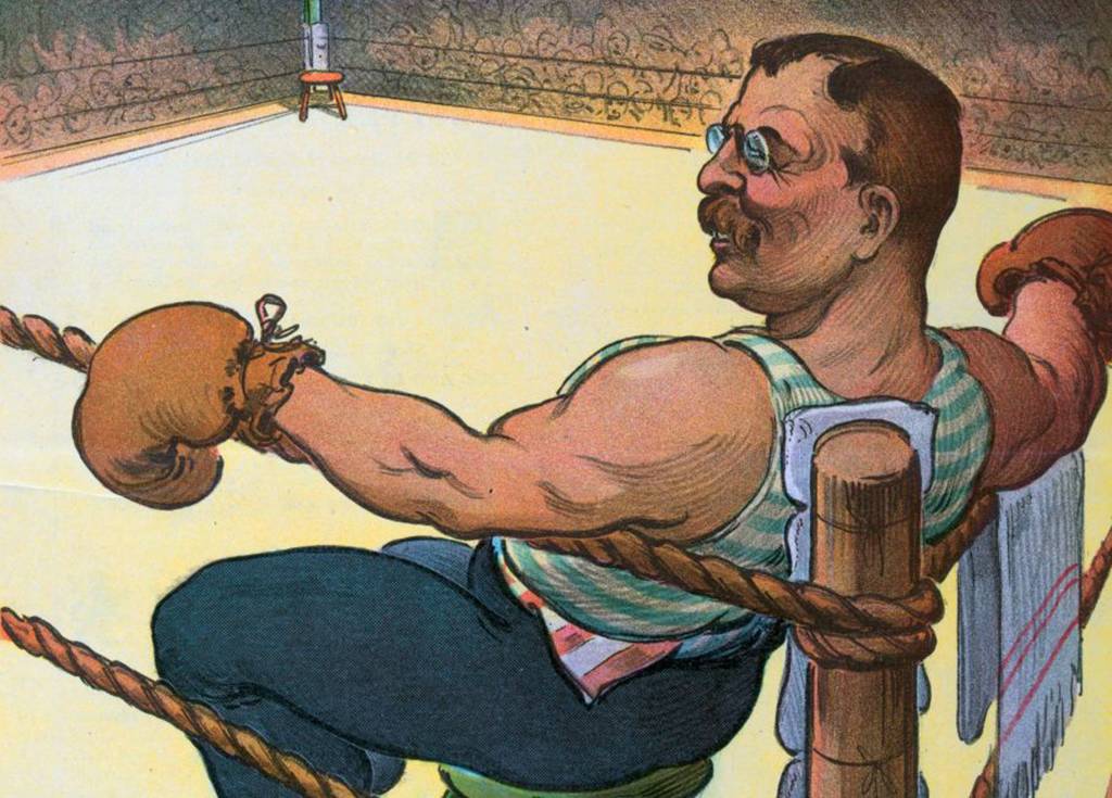 Drawing of Roosevelt as a boxer 