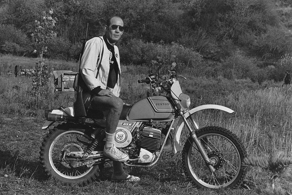 Thompson on a motorcycle
