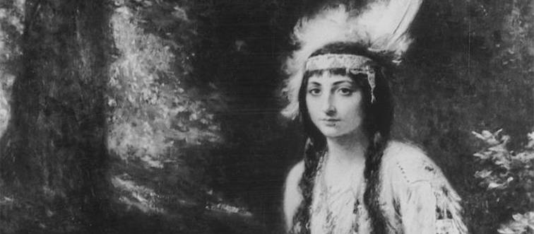 a portrait of pocahontas in traditional attire