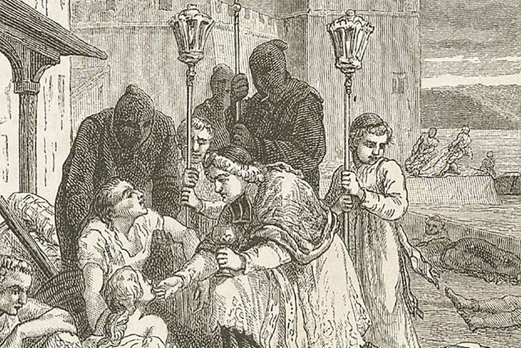 Drawing of a plague scene