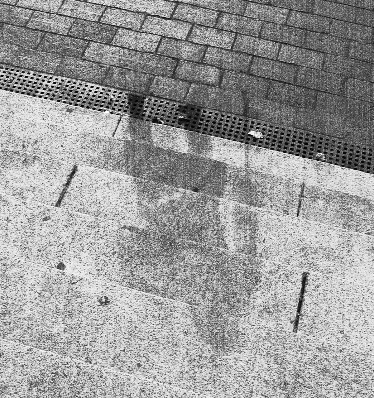 World War II, Human shadow on bank steps, in Hiroshima after the explosion of the atom bomb