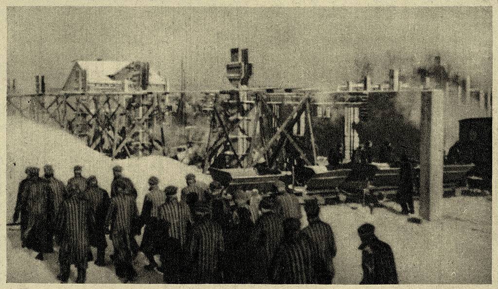 Prisoners outside the camp