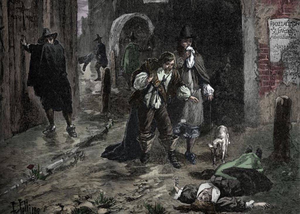 Painting of a plague scene