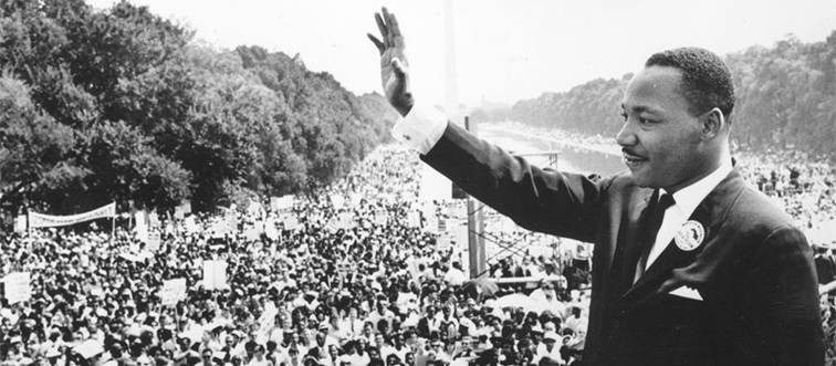 Martin Luther King Jr. addresses a crowd