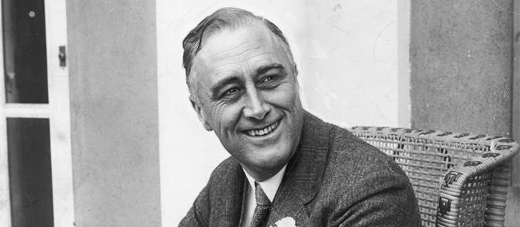 a black and white photo of FDR