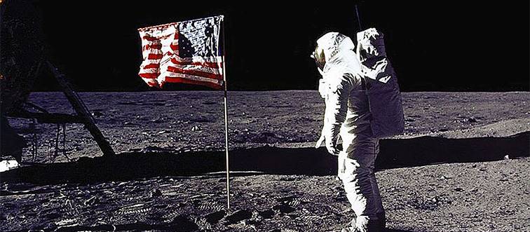 an astronaut with an american flag
