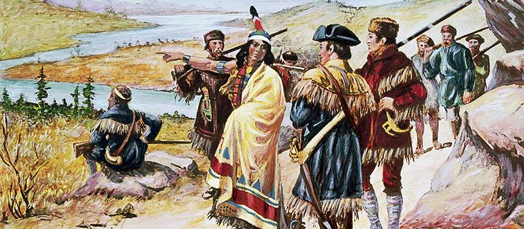 a native american with colonizers