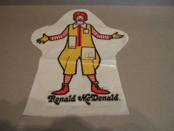 plastic hand puppet of ronald mcdonald