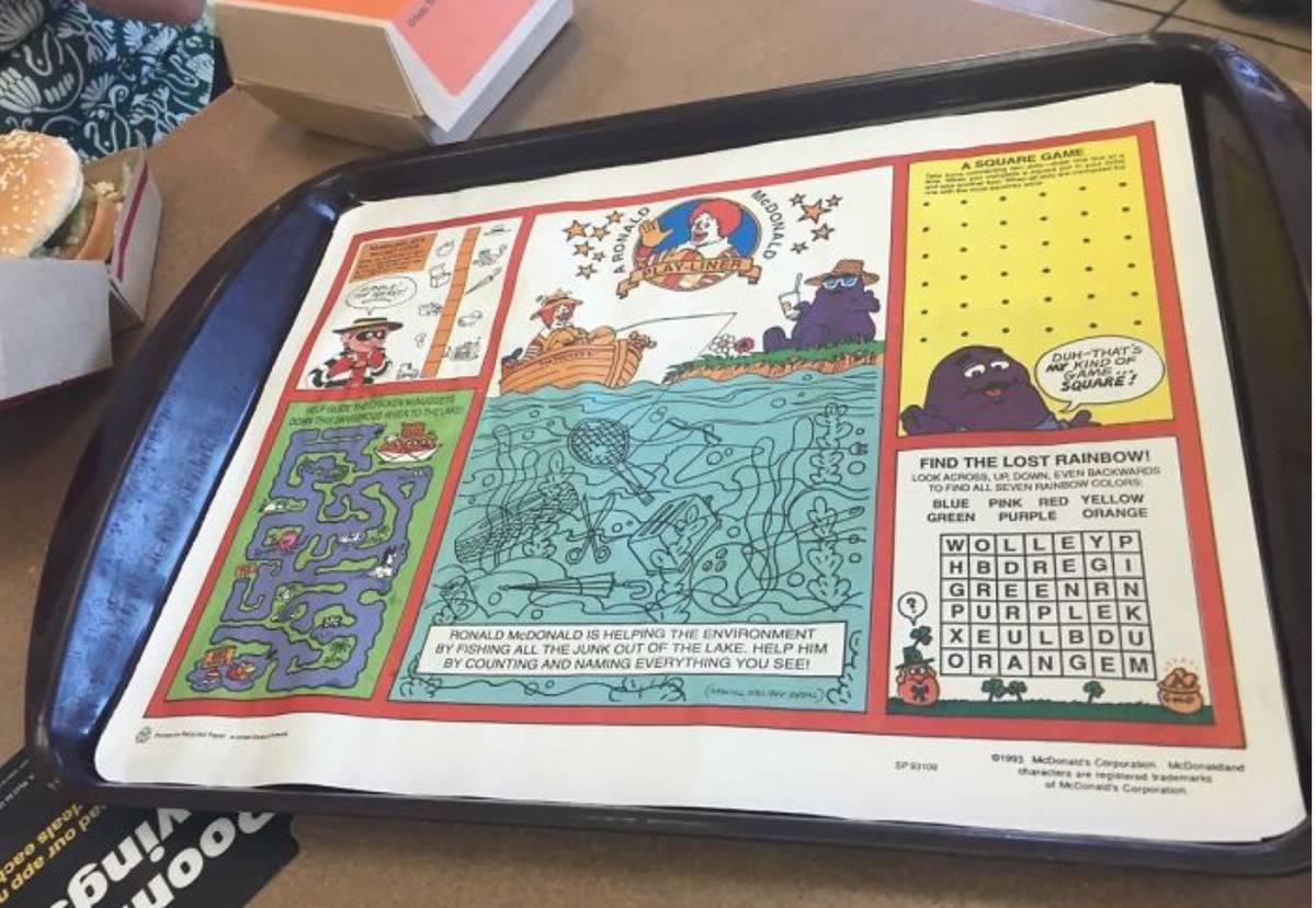 tray paper with games on it