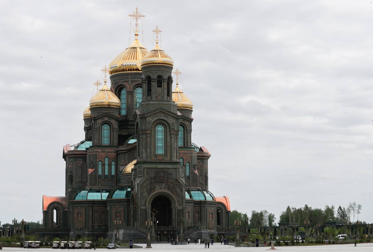 A Russian cathedral stands tall.