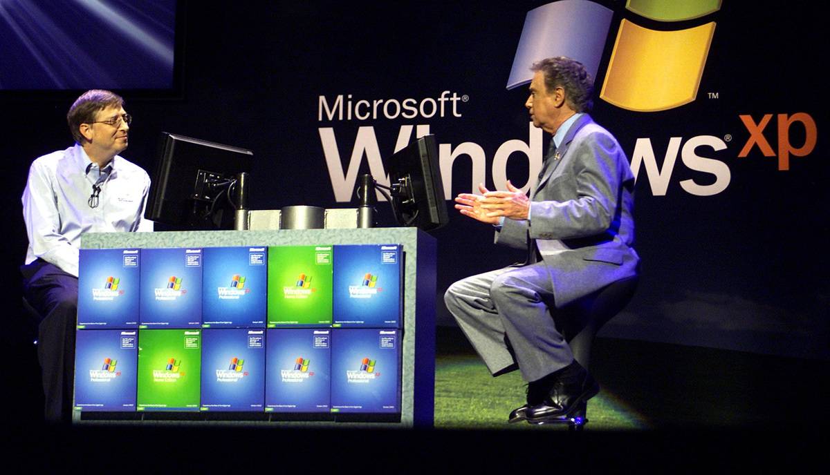 Regis Philbin interviews Bill Gates.