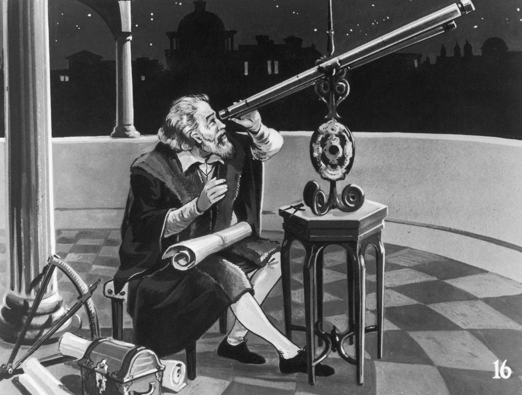 Galileo with a telescope