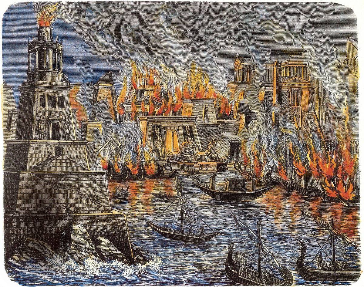 The Burning of the Library of Alexandria, 1876. Private Collection