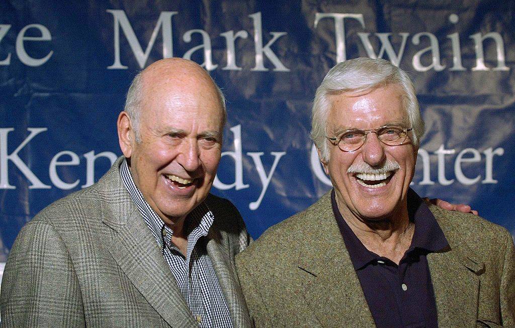 Kennedy Center Mark Twain Prize recipient comedian, director and produccer Carl Reiner (L) answers questions with actor Dick Van Dyke