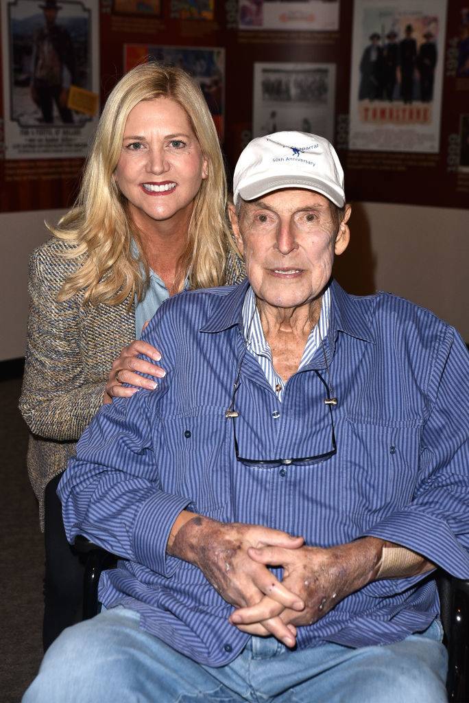 Former actor Leslie Landon Matthews and legendary producer Kent McCray pose for photographs 