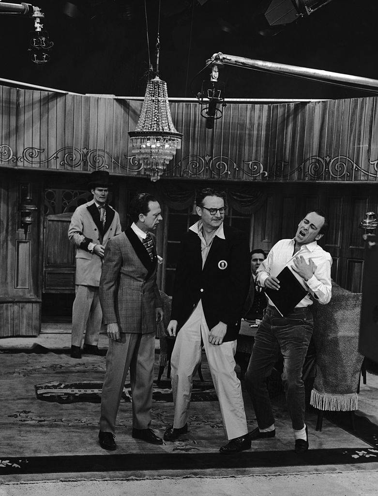 From left to right, Don Knotts, Steve Allen and Louis Nye