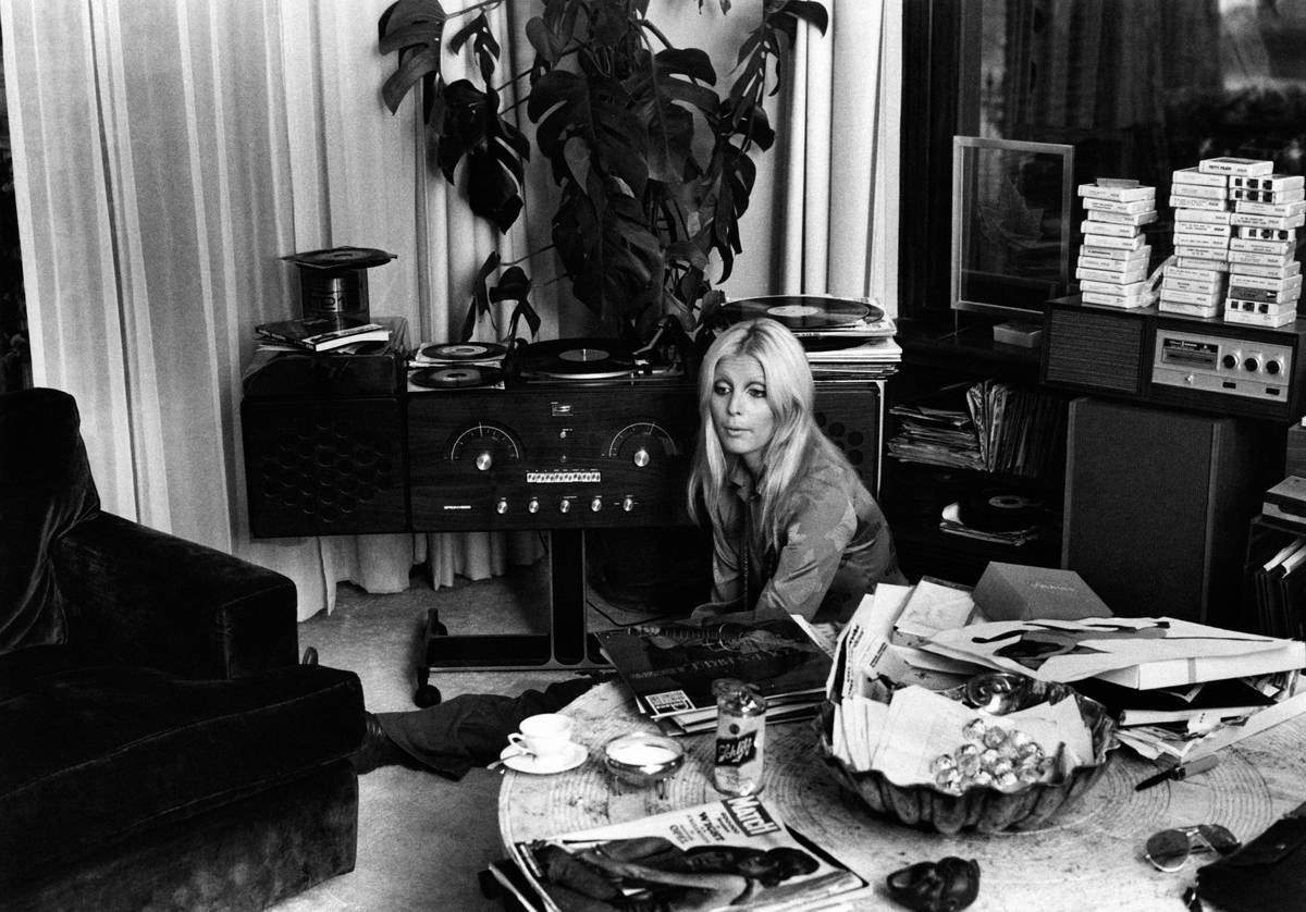 Italian Singer Patty Pravo Sitting Among Vinyls