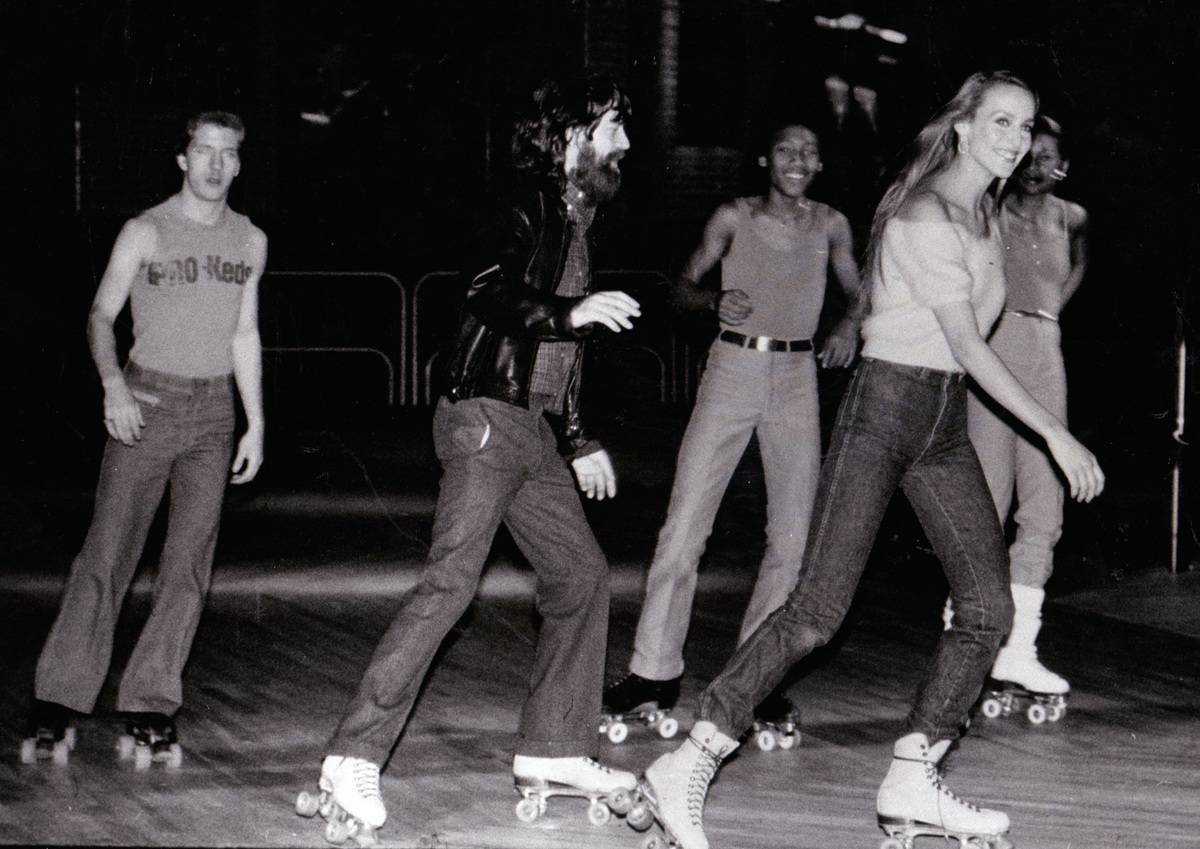 Mick Jagger And Jerry Hall Skating At A Groovy Rink