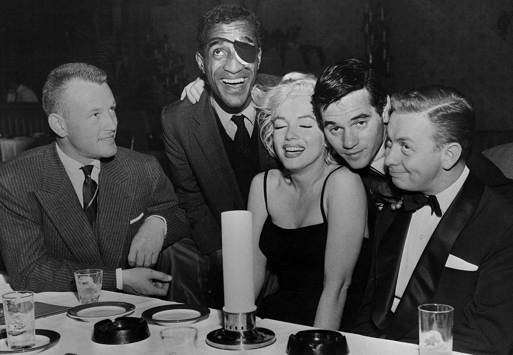 This is the first public appearance for Sammy Davis Jr., since the loss of his eye in an auto accident.