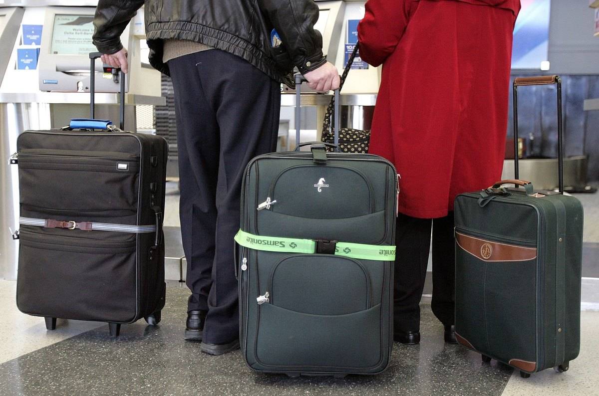 Travelers with their luggage