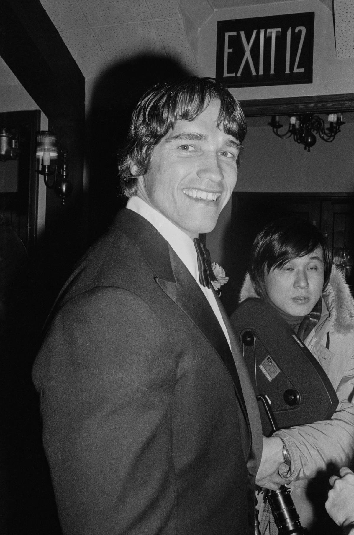 Arnold Schwarzenegger wearing a tux