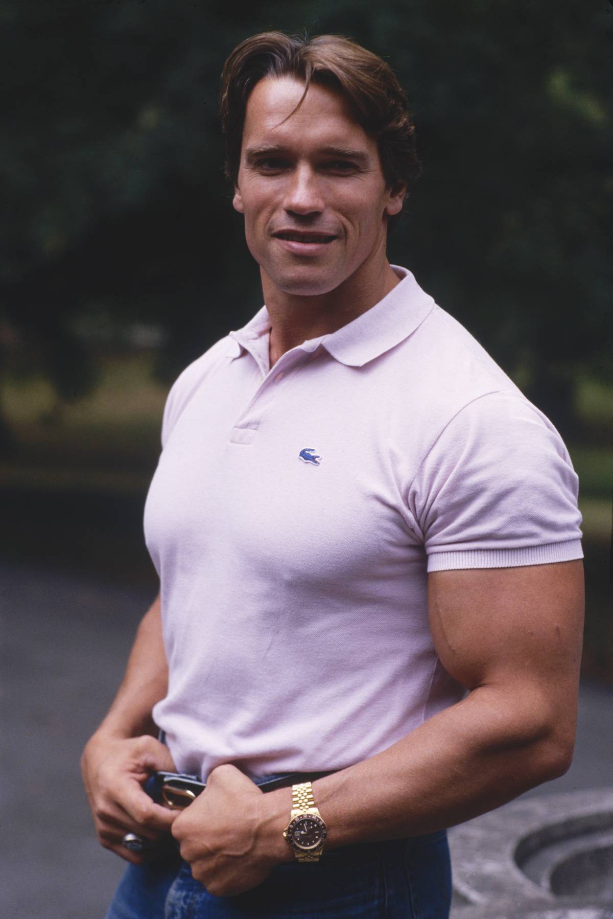 Arnold Schwarzenegger in a polo shirt