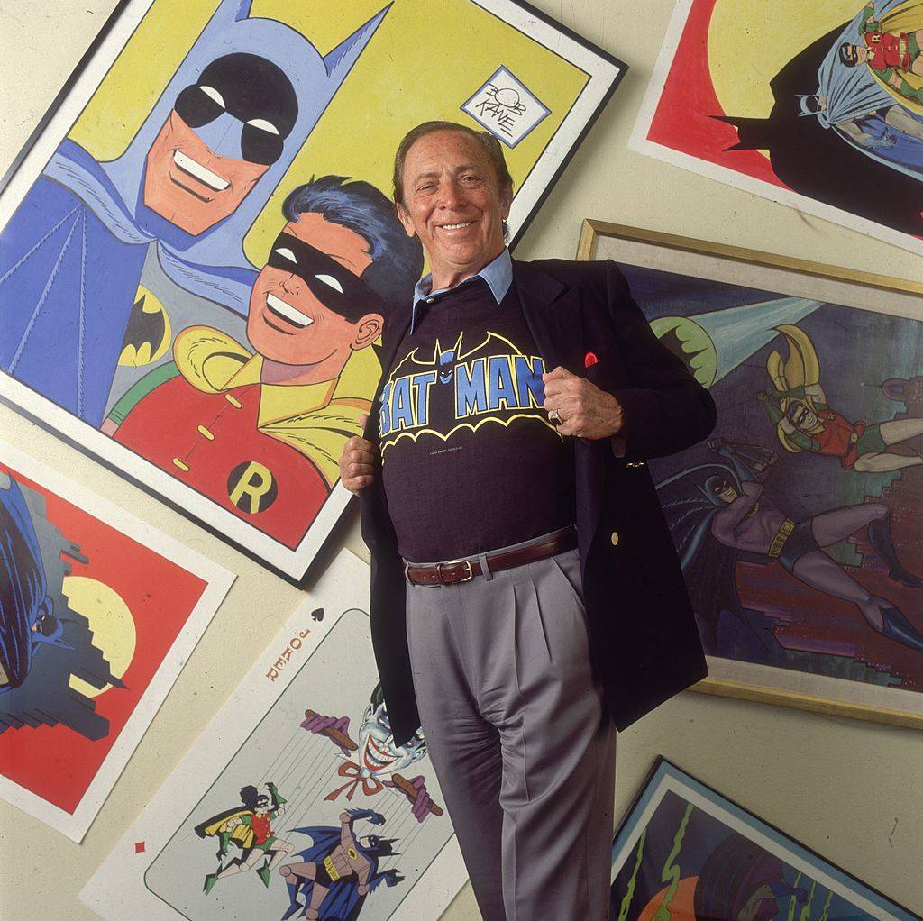 bob kane with his batman drawings
