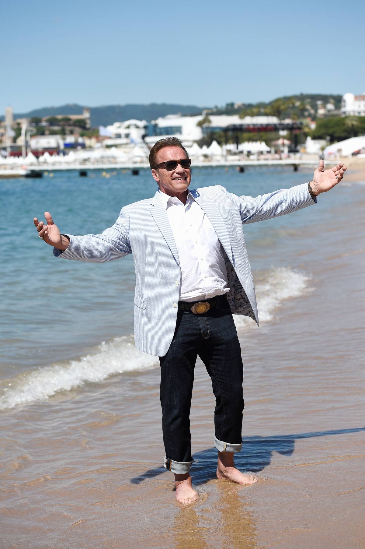 Arnold Schwarzenegger and Jean-Michel Cousteau Photocall for 'Wonders of the Sea 3D'