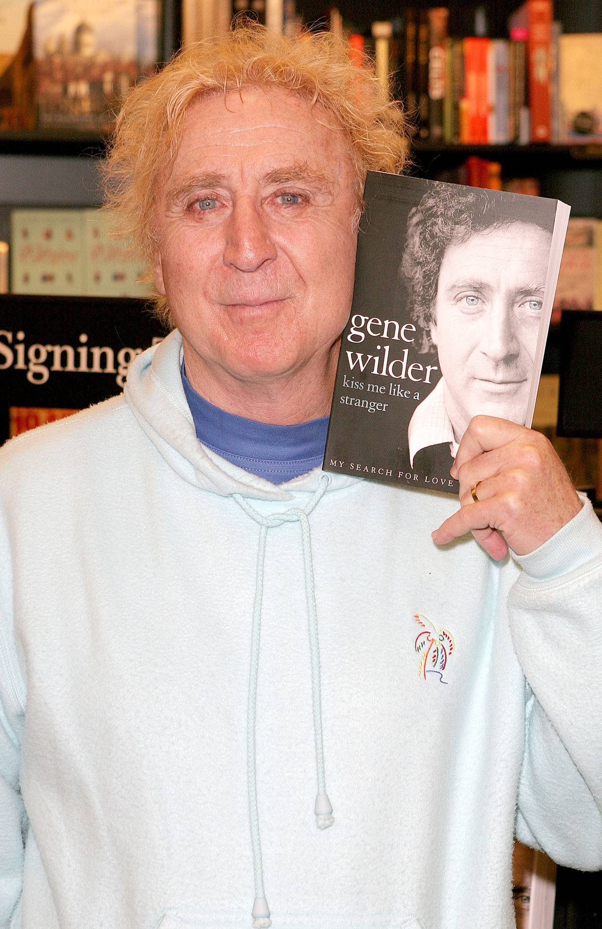 gene wilder posing with a book