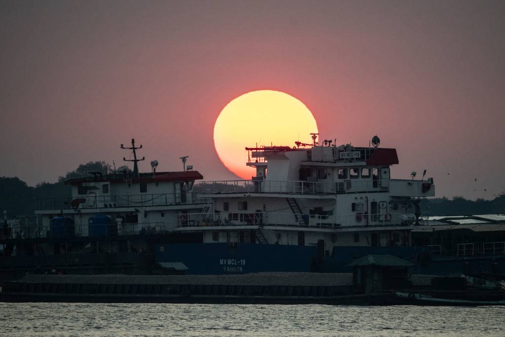 A view of sunset in Yangon, Myanmar