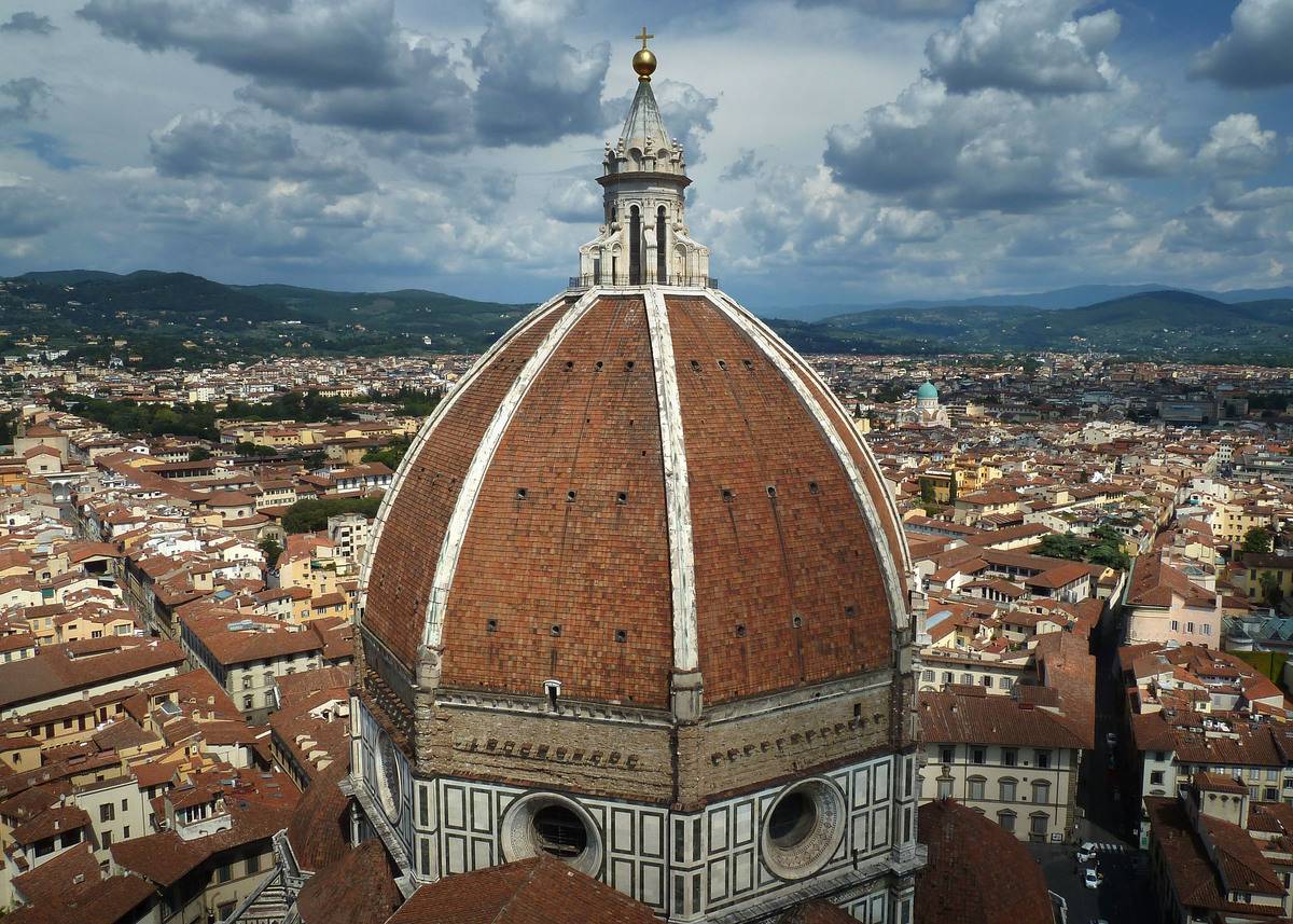 A close-up shows the dome on the Florence Cathedral.
