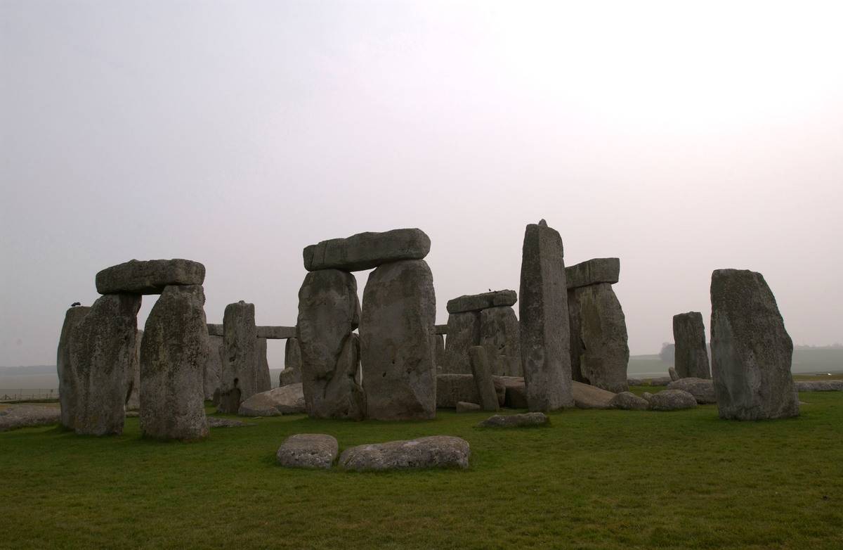 A stones of Stonehenge are pictured.