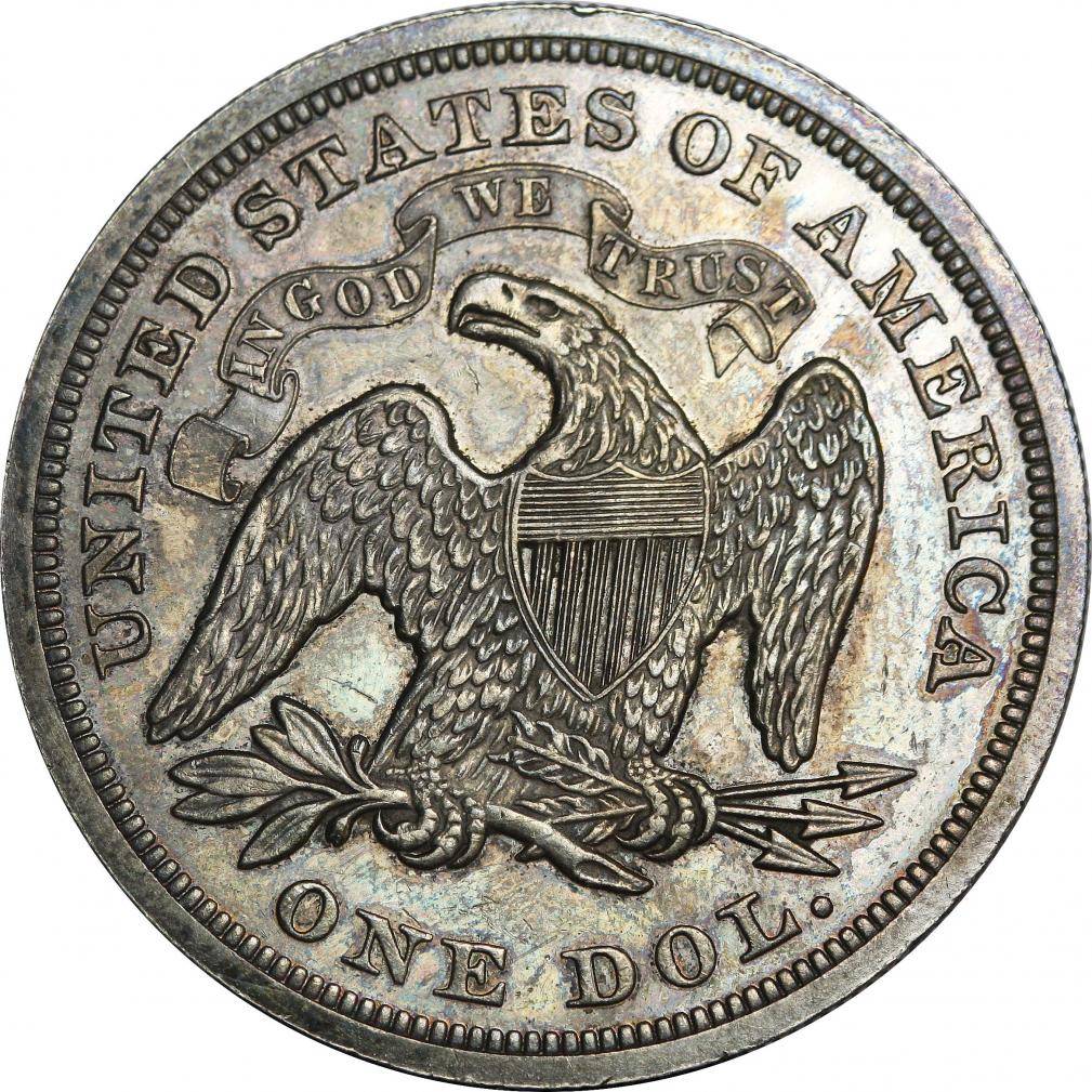 1870 seated liberty dollar reverse side