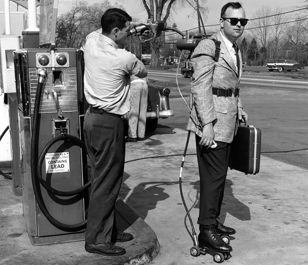 Man with roller skates
