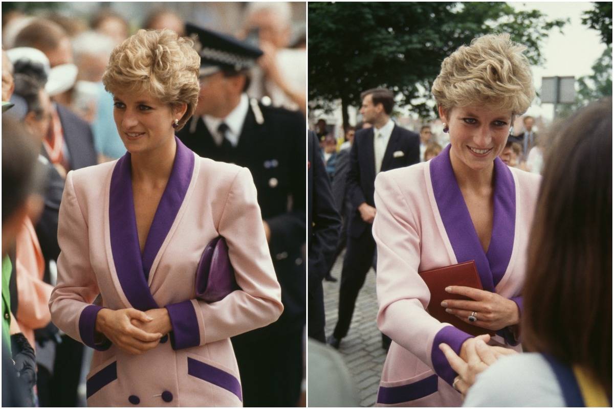 Diana wears a pink and purple suit to Humberside and Hill.