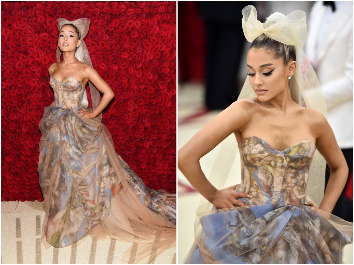 Ariana Grande poses to show off her Met Gala dress, 2018.