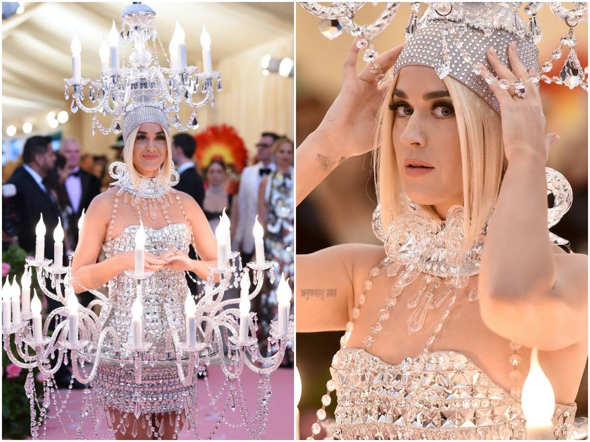 Katy Perry shows off her chandelier dress in the 2019 Met Gala.
