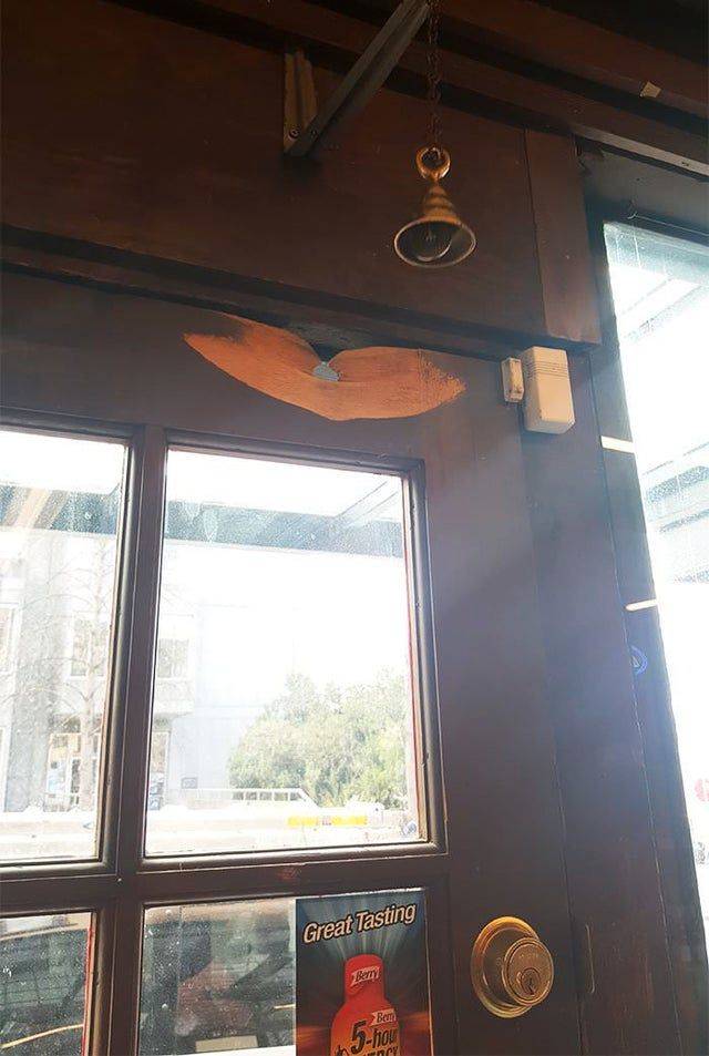door dented from bell