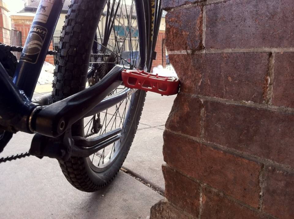bike pedals eroding wall after three decades