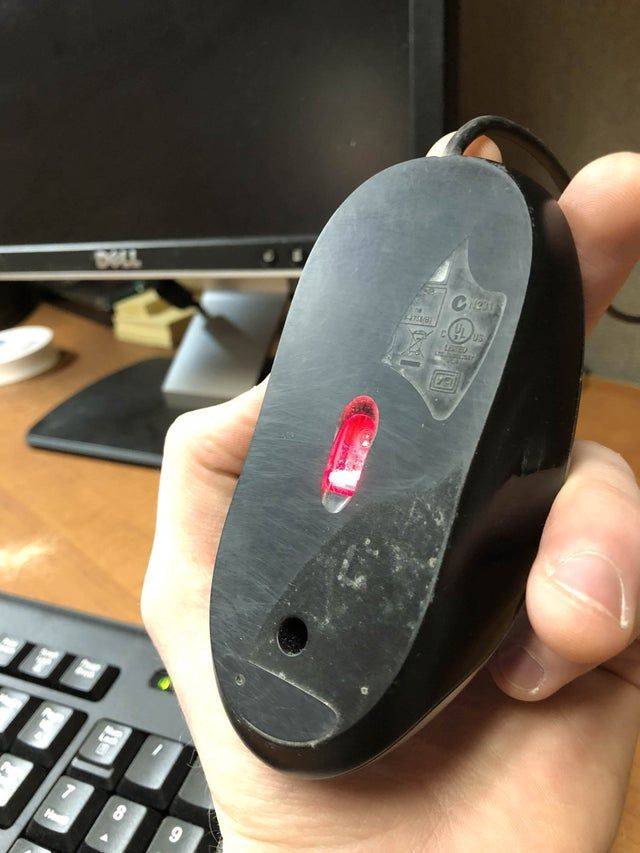 bottom of computer mouse