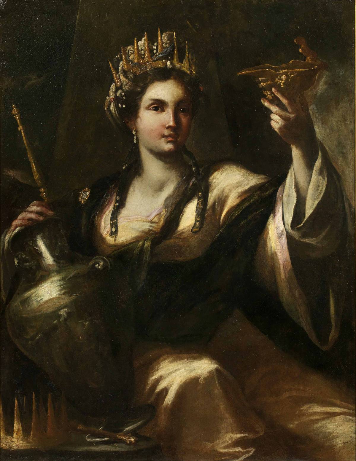 In this painting, Artemisia I of Caria toasts with a golden cup.