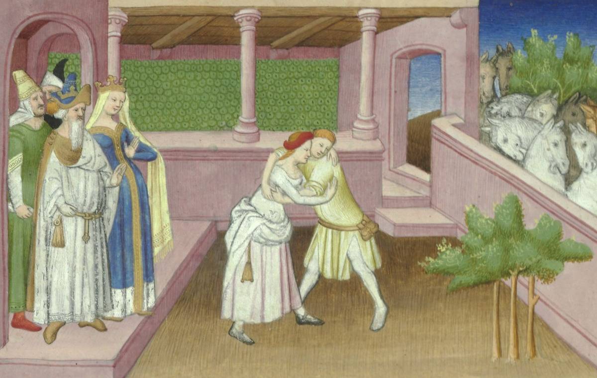 In this art piece, Khutulun wrestles a male suitor.