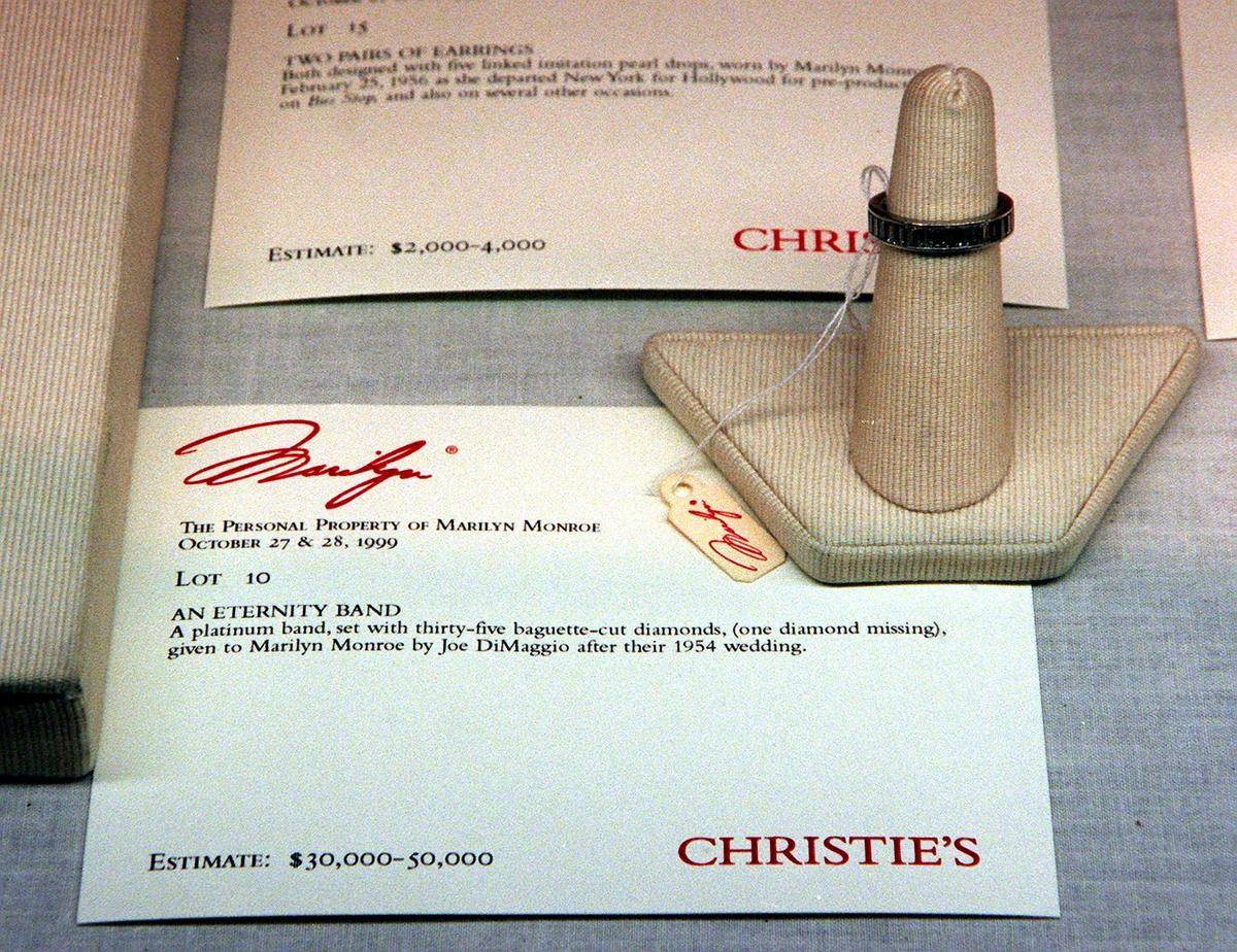 Marilyn Monroe's platinum eternity band is display