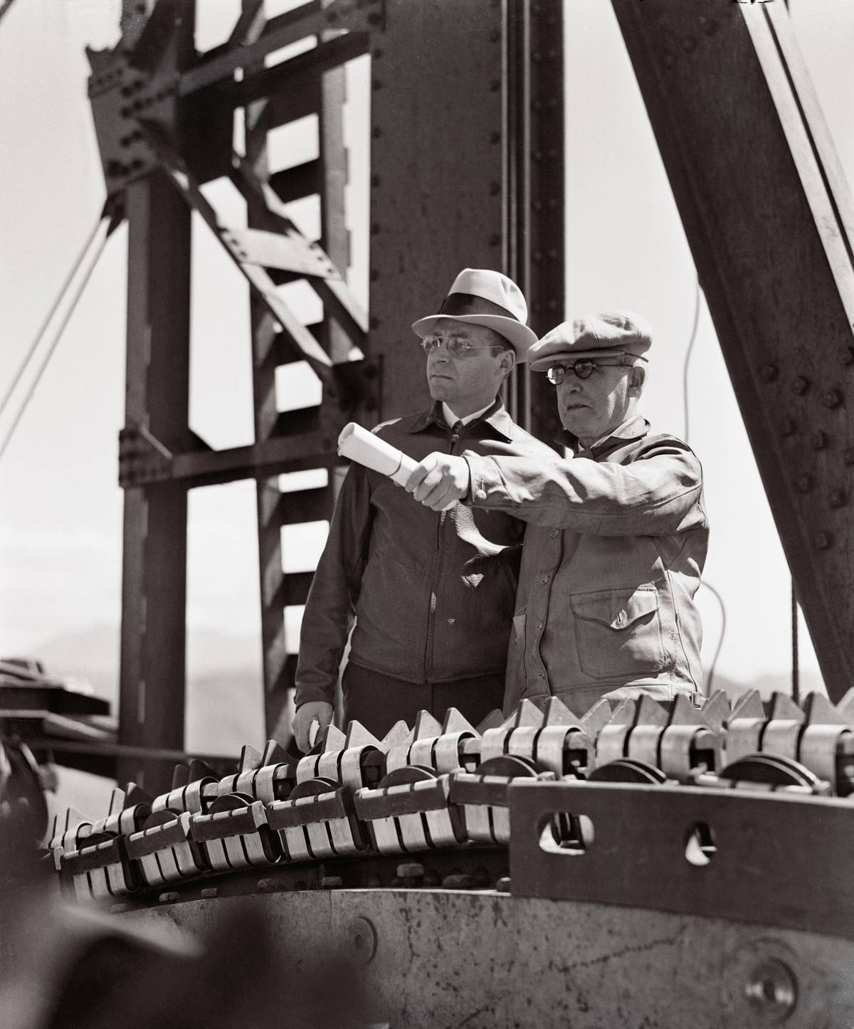 Engineers Surveying Golden Gate Bridge Construction