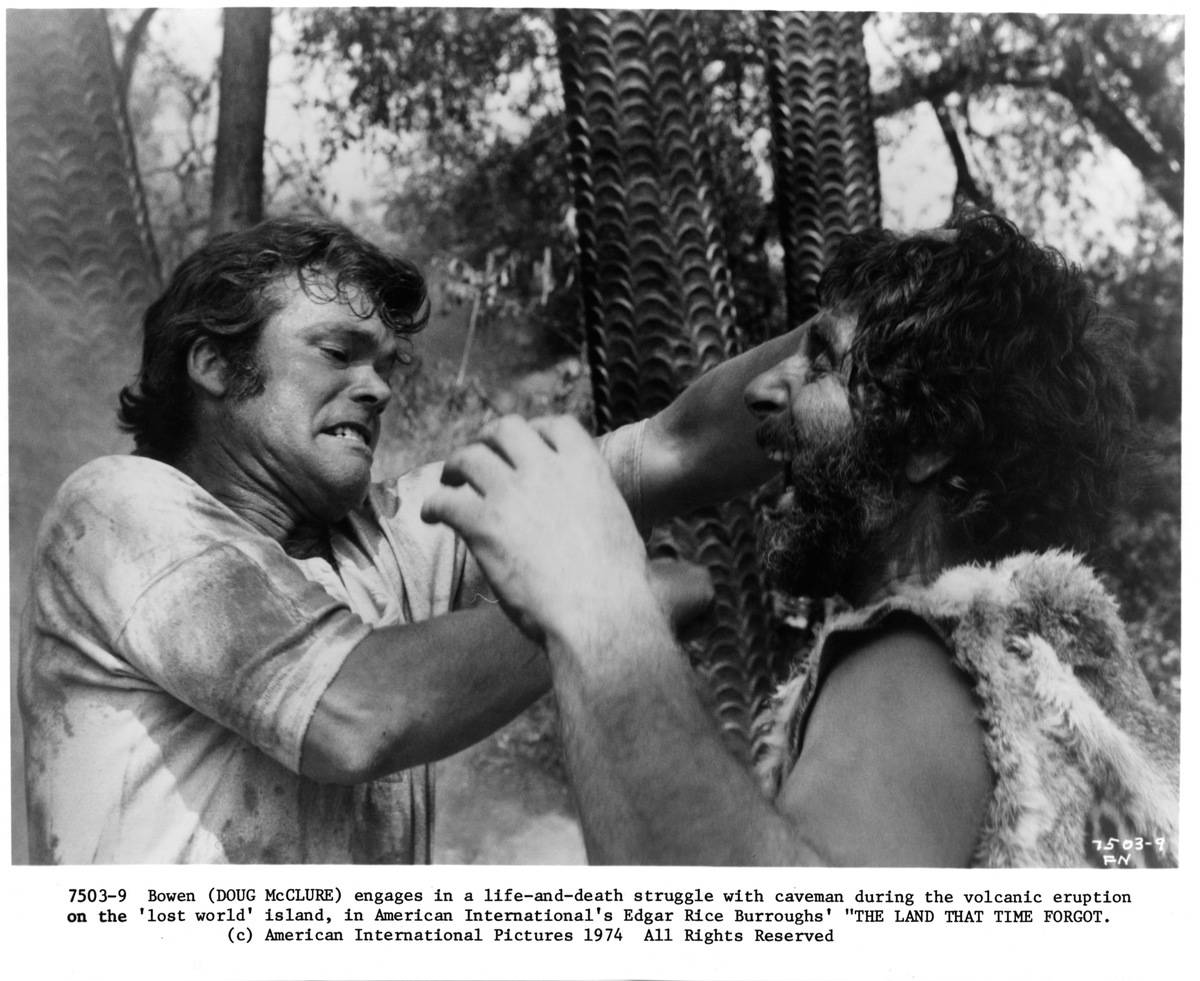 In this 1975n Doug McClure film, 'The Land That Time Forgot', two cavemen fight.