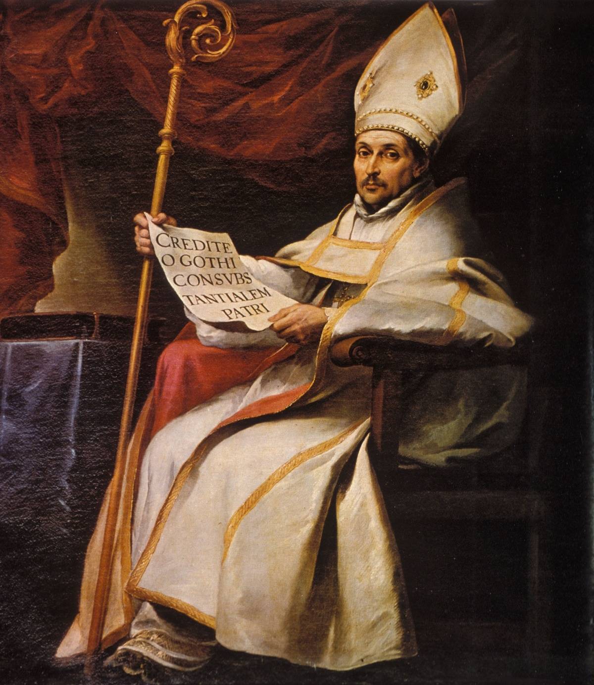 Paintings Saint Isidore of Seville around 560-04.04.636 Scholar, archbishop of Seville - painting (from the baroque period at Seville Cathedral) - around 1700
